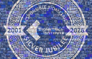 Biometrics Institute Silver Jubilee responsible biometrics mosaic comprising photographs of members