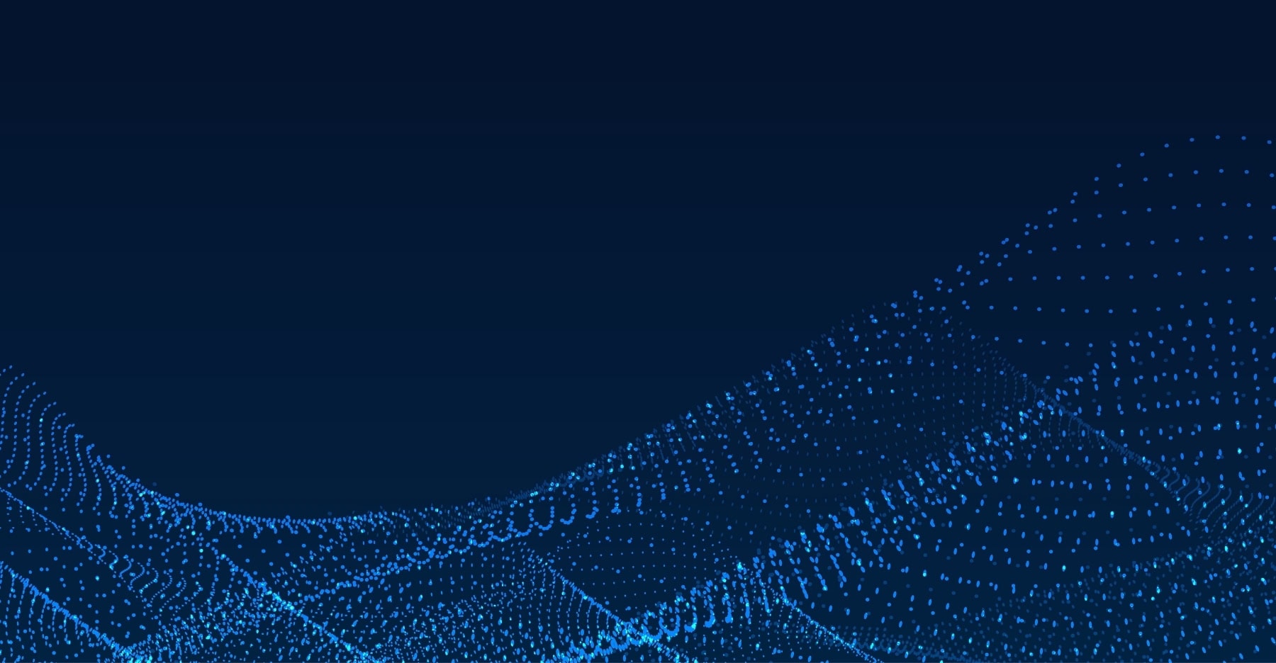 An abstract digital background featuring flowing, interconnected waves of glowing blue particles and dots against a dark blue canvas, symbolising technology, data visualisation, and shifting digital landscapes.