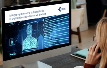 Woman viewing an executive briefing on how to mitigate biometric vulnerabilities