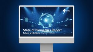 State of Biometrics Report 2025 front cover viewed on a computer screen