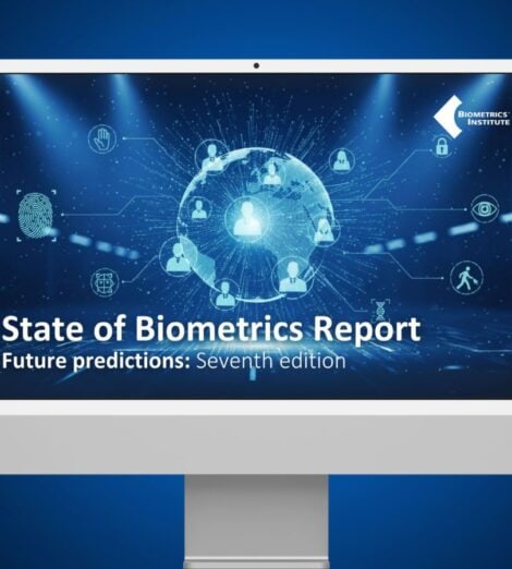 State of Biometrics Report 2025 front cover viewed on a computer screen