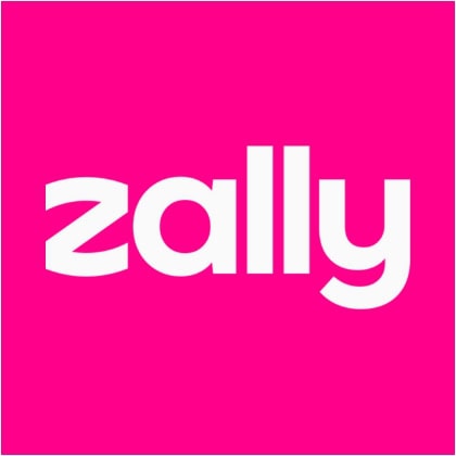 Zally logo on a magenta background